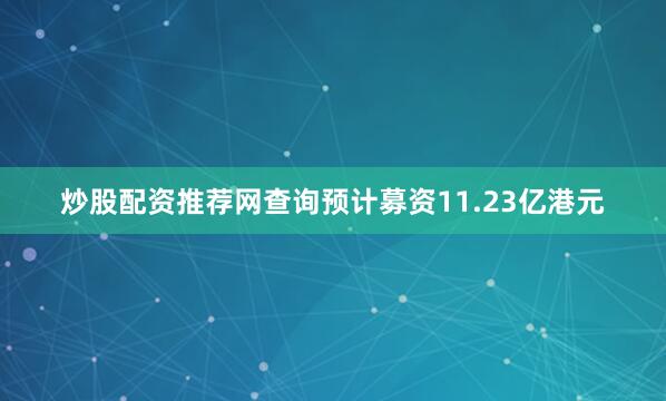 炒股配资推荐网查询预计募资11.23亿港元